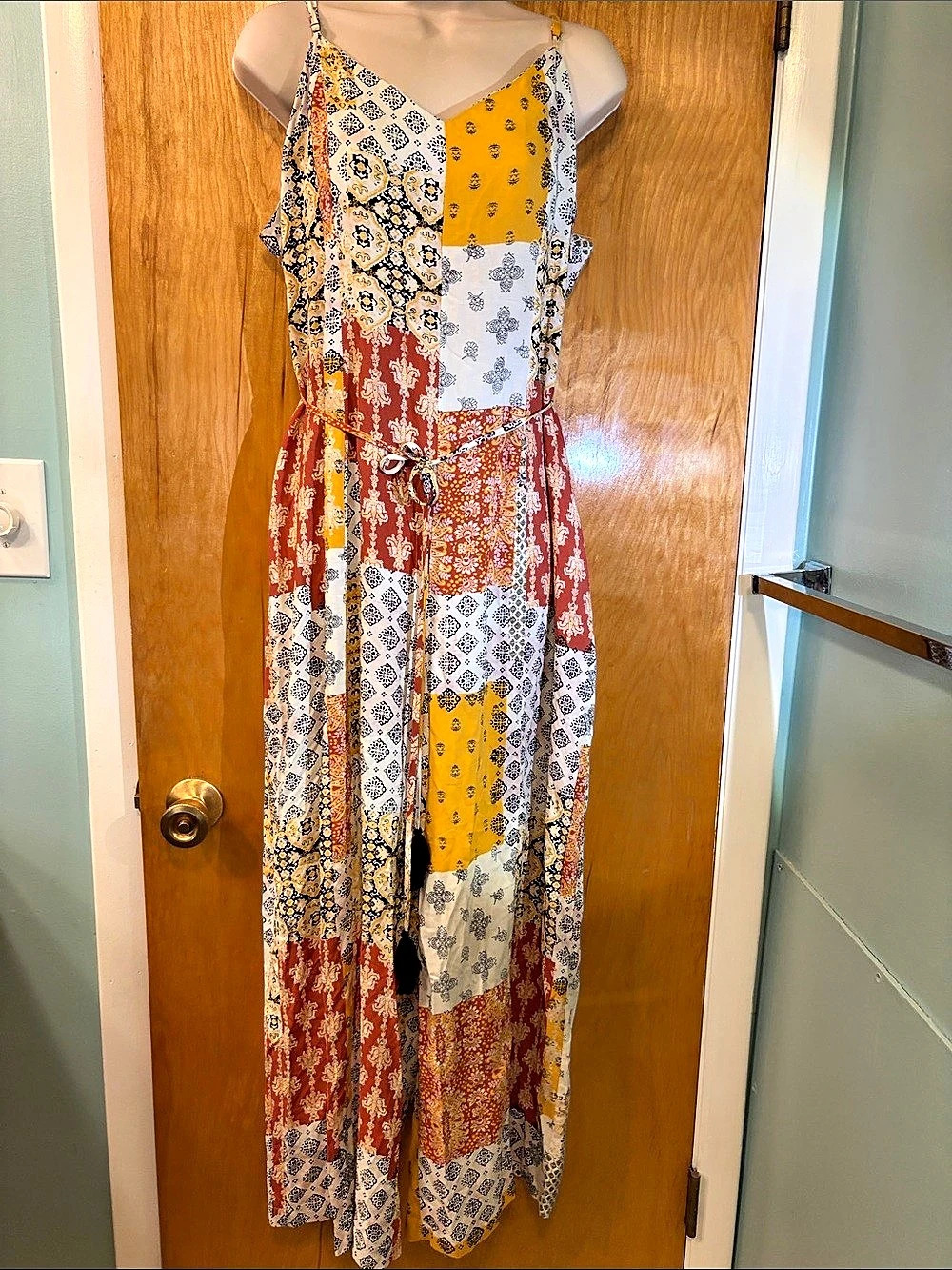 Jumpsuit,M/L sleeveless Color Block Wide-Leg Jumpsuit in multi colors, cute - Picture 2 of 12